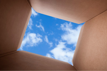 View of sky from inside box
