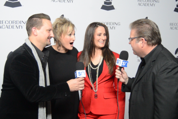 The Martins with Rick Francis on red carpet at Nashville Grammy nominees party